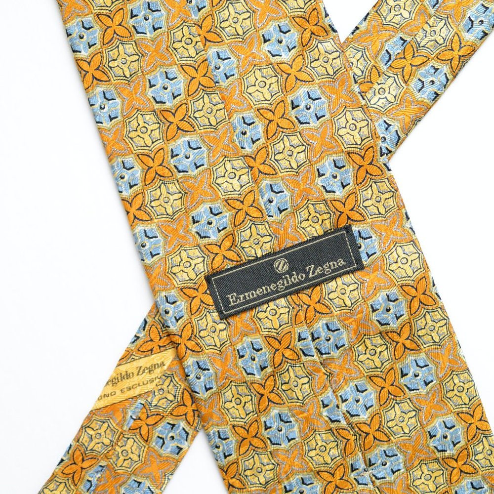 ERMENEGILDO ZEGNA - Blue/Yellow Floral Deco Tie